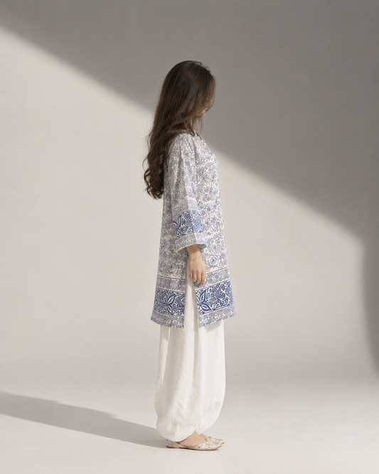 Blue white kurti set