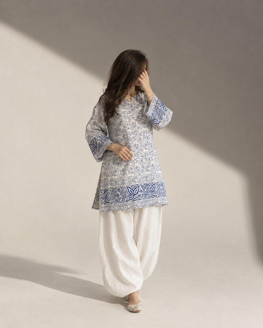 Blue white kurti set