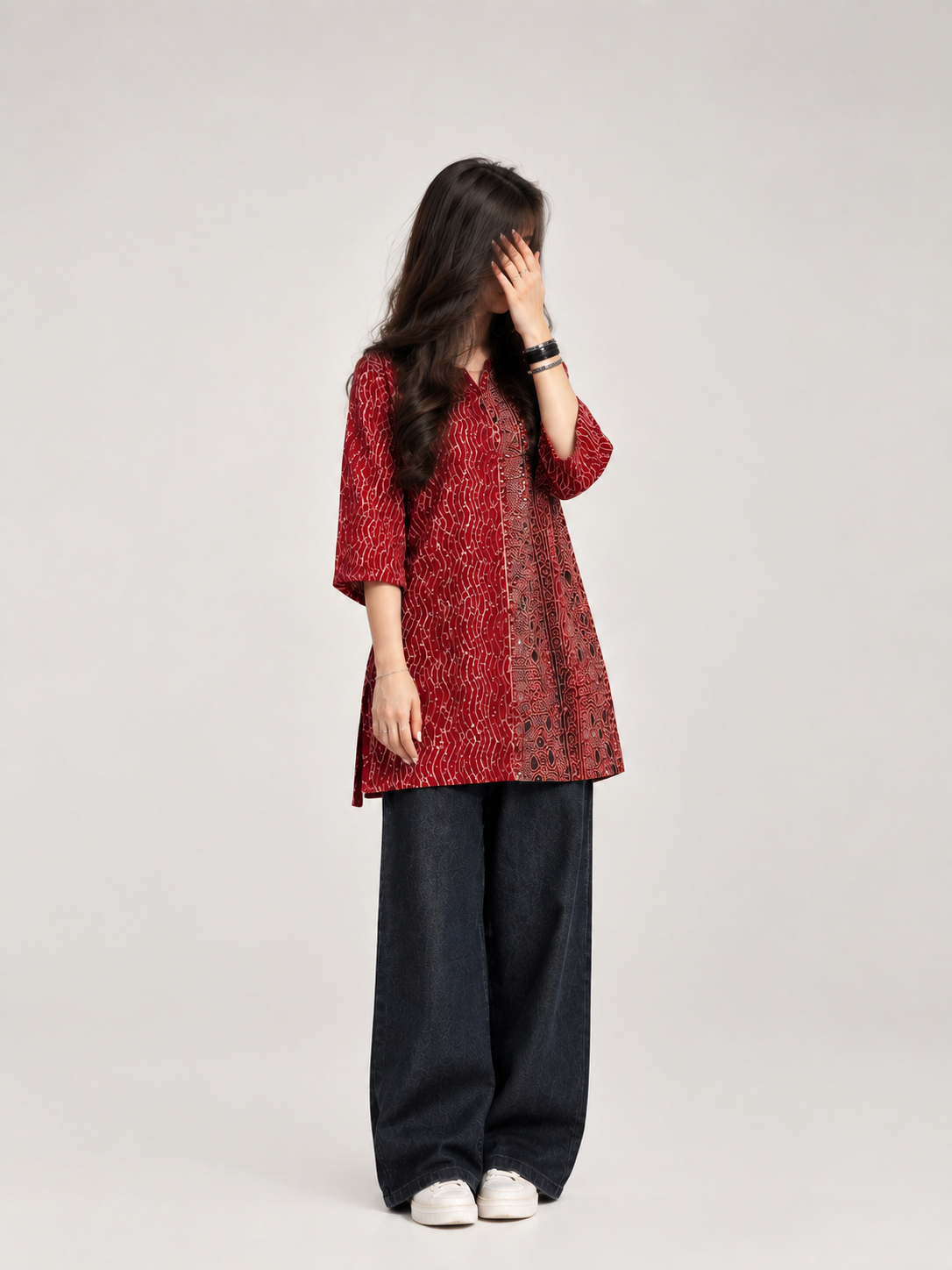 printed red kurti
