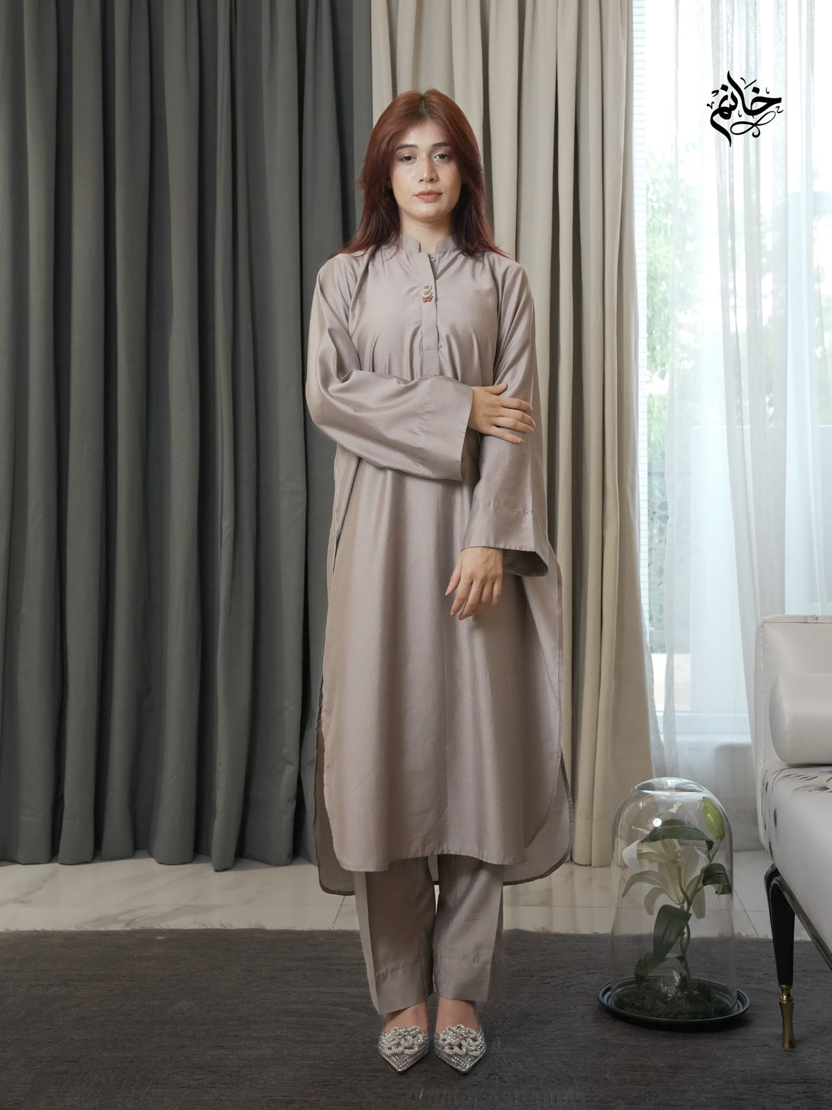Grey silk set