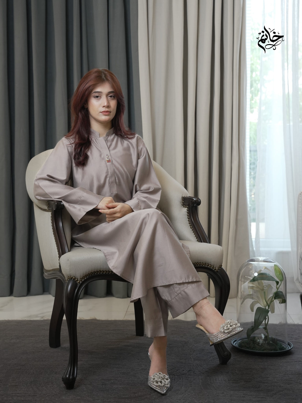 Grey silk set