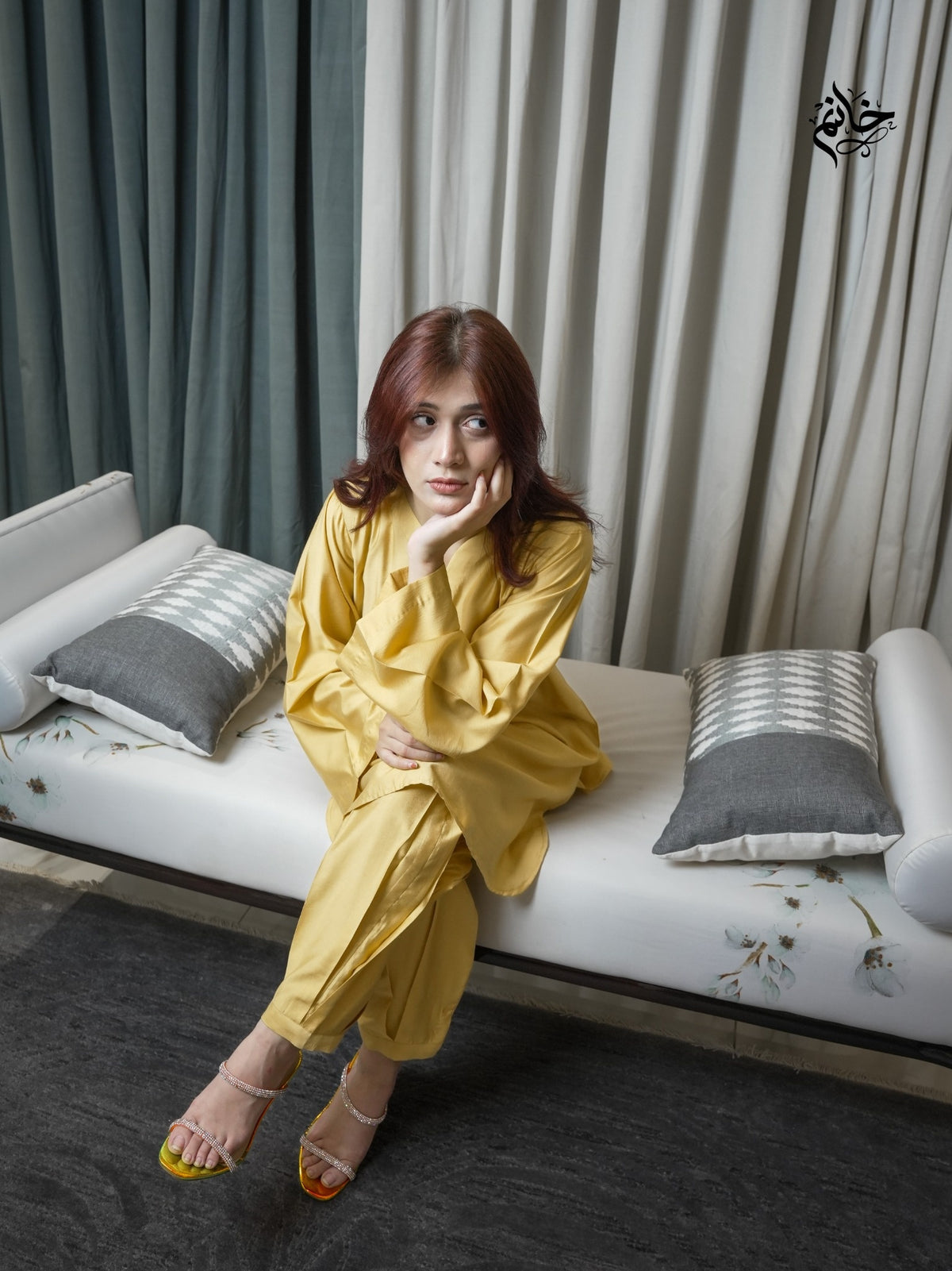 Mustard silk set