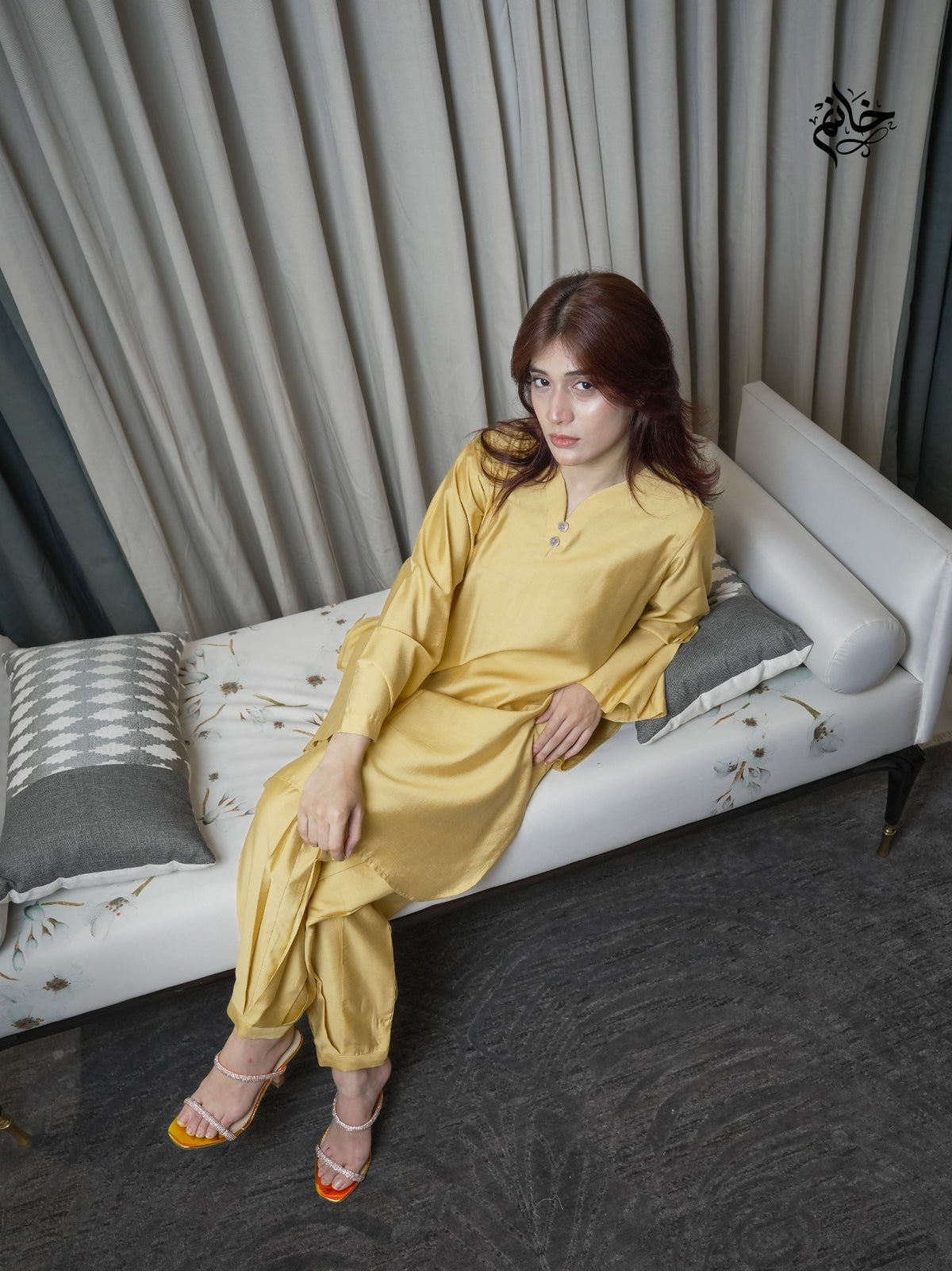 Mustard silk set