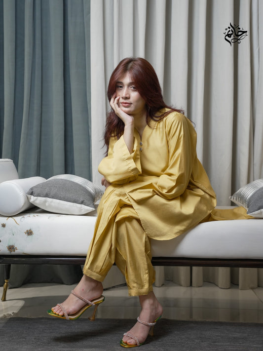 Mustard silk set